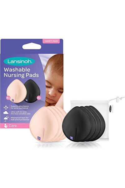 Lansinoh Reusable Nursing Pads for Breastfeeding Mothers, 8 Washable Pads, Pi...
