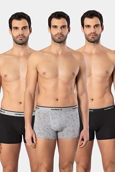 Cacharel 3 Pieces 95% Cotton 5% Lycra Patterned Men's Boxers