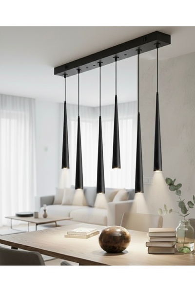 demet habek mylights GU10 Konik Sarkıt 6 lı Linear Siyah Sarkıt Led Üçgen OS ...