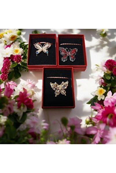 Vision XXI Set de 3 broșe cu fluturi 3D
