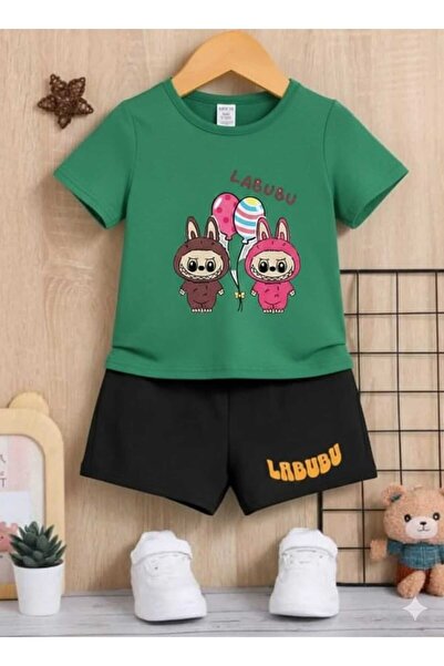 Nice Clothes Children's Tracksuit Set Hooded Unisex Labubu Balloon Print