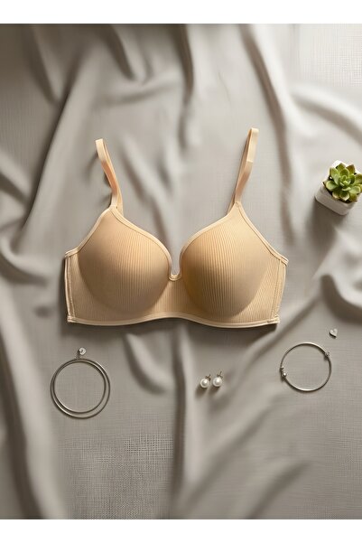Maly Love Sutien fără sârmă, cu textură striată, de culoarea pielii, pentru f...