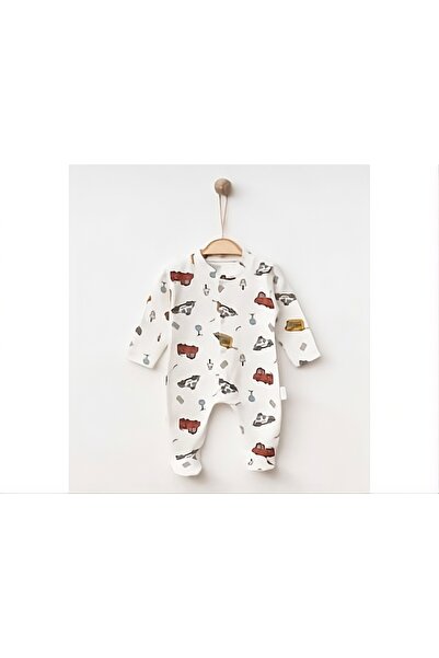 Nayinom Erkek Bebek Araba Temalı %100 Pamuklu Patikli Çıtçıtlı 3 lü Tulum 0-3...