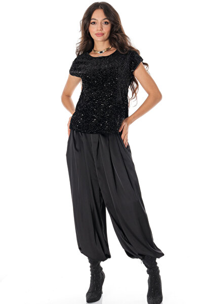 ROHBOUTIQUE Women's harem pants in satin Negi with pockets