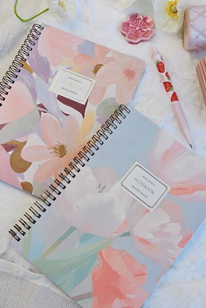 Nova Crafts Soft Lale Pembe / Mor İKİLİ Defter Seti Spiralli A5 Okul Defteri ...