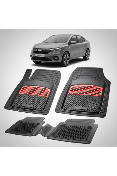 TEAMCAR Covorașe tip tavă compatibile cu Dacia Logan XX, roșii