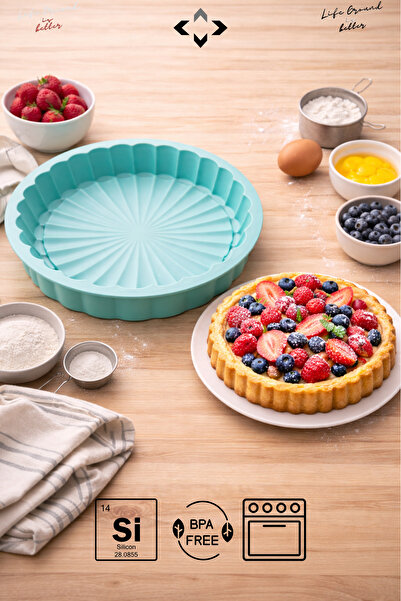 LİGROUND Round Silicone Tarta Cheesecake Mold |   Non-Stick Flexible Pie and ...