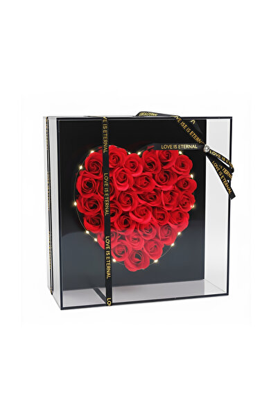 Alista Home Gift Arrangement with 30 Artificial Roses in Heart Shape and LED ...