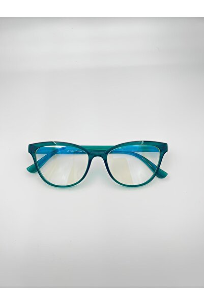 ZENIT Bumble Green Color Women Cateye Blue Light Protected Eyeglasses with Ch...