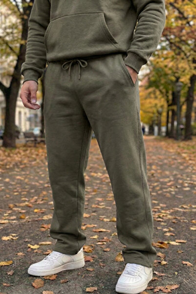 TheSeason Men's Khaki Relaxed Fit 3 Threaded Sweatpants