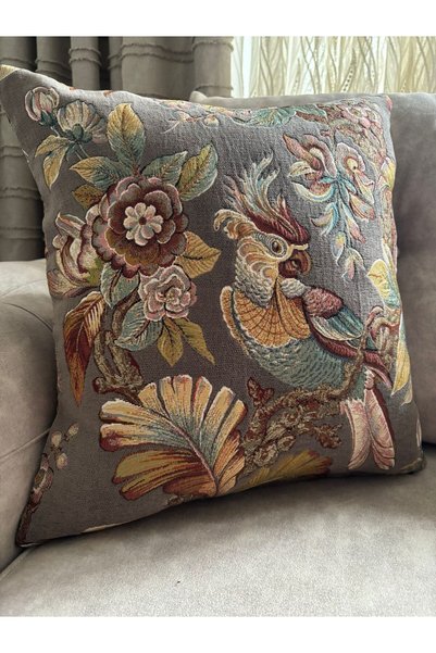 YOUC Design Design Throw Pillow Cover 45 X 45 Limited Edition Parrot Pattern Light Grey