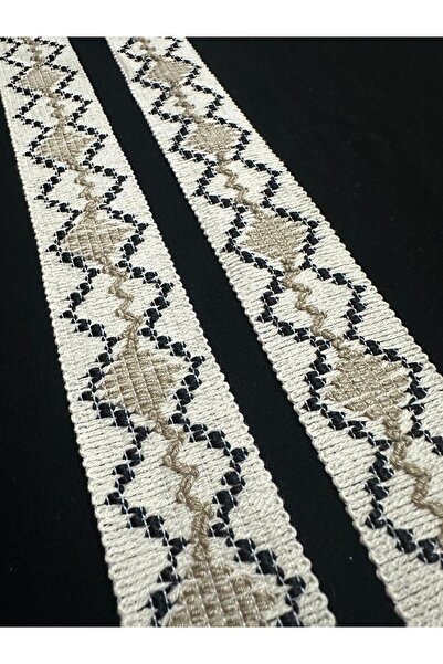 ULUPAMİR شريط منسوج عرقي منقوش باللون الأبيض