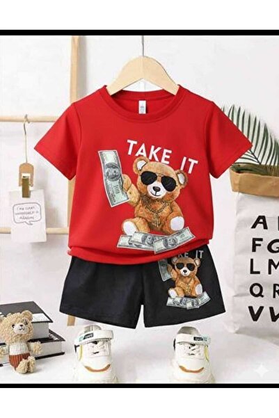 Nice Clothes Children's Tracksuit Set Hooded Unisex Take a Bear Print