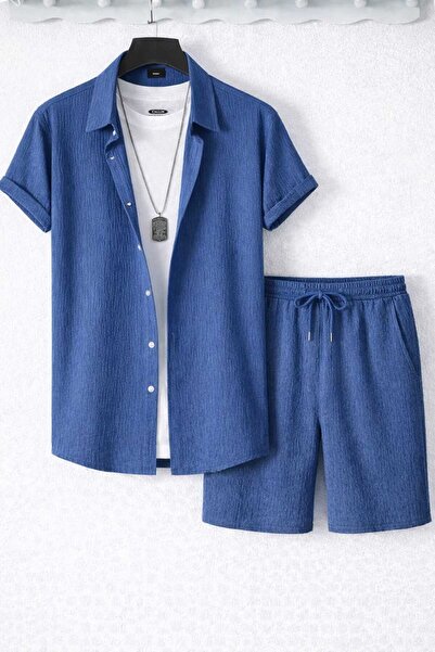 BRLKN Boyfriend Fit Waffle Fabric Alaçatı Style Unisex Wrinkled Short Sleeve ...