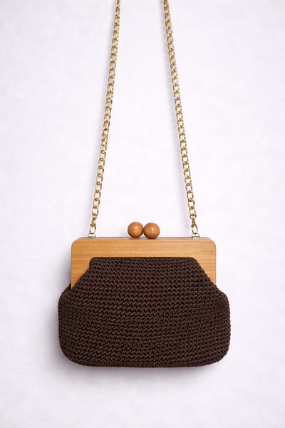 BY AKTEPE STORE Handmade Wooden Framed Knitted Women's Bag |   Stylish Evenin...