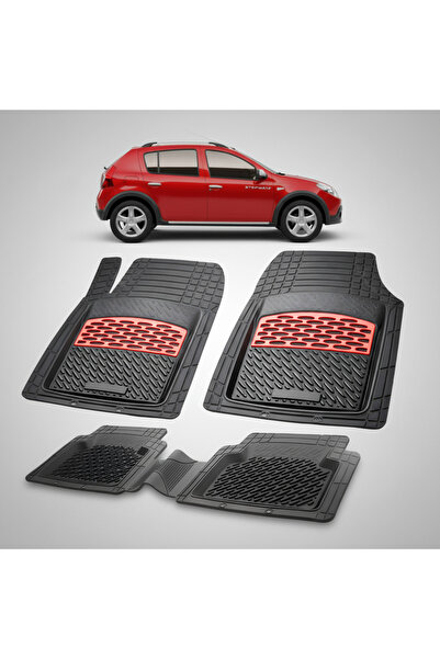 TEAMCAR Covorașe tip tavă compatibile cu Dacia Sandero Stepway 2009-2012, Roșu