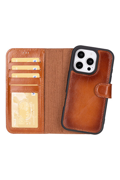 buğrahayalin iPhone 16 Pro Max Compatible Genuine Leather Handmade Wallet Cas...