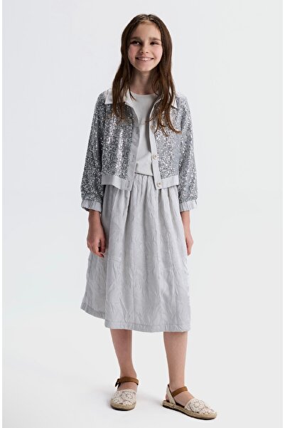 nk kids Limi̇ Girl's Sequin Jacket and Satin Lined Skirt 2-Piece Set