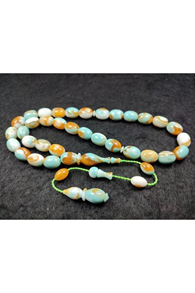 İskeçe Tesbih تحفة آريف باران الفنية من الفيروز الأريزوني مع جزيئات الذهب الم...