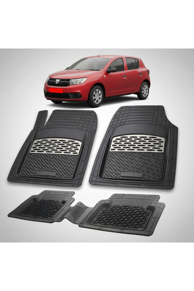 TEAMCAR Covorașe tip tavă compatibile cu Dacia Sandero 2016-2020, argintii