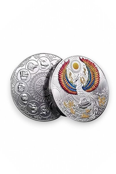 Solfera Zümrüdü Anka Kuşu Yeniden Doğuş Manifest Gümüş Renk Metal Para Coin C...