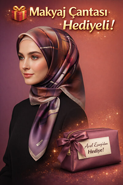 Picasso Silk-Look Purple - Brown Crystal Scarf – Twill Stylish Design 90X90