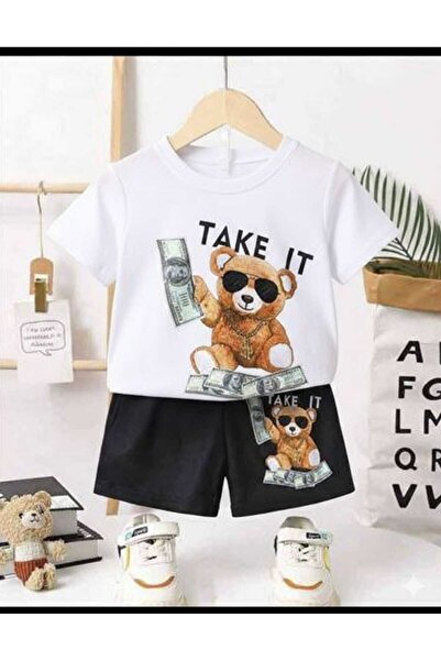 Nice Clothes Children's Tracksuit Set Hooded Unisex Take a Bear Print