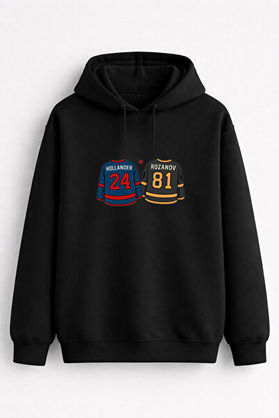 MODA Rozanov 81 Hollander 24 Heated Rivalry Series Printed Black Hooded Sweat...