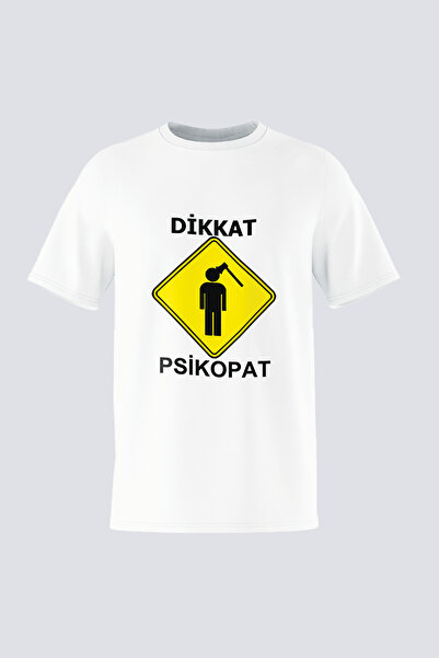 Tişört Mania Unisex Regular Fit Printed T-Shirt 100% Cotton - Beware Psychopath