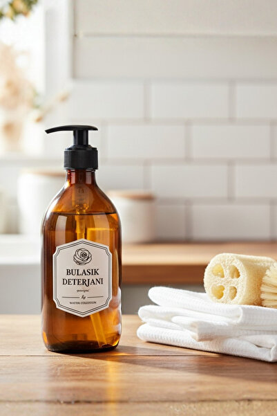 Homerest 500 ml Amber Cam Şişe Bulaşık Deterjanı, Vintage Lüks Cam Mutfak Sab...