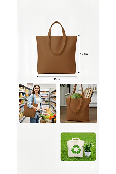 Şadoğlu Tekstil Kahverengi Kısa Saplı El ve Alışveriş Çantası - Dayanıklı Kum...