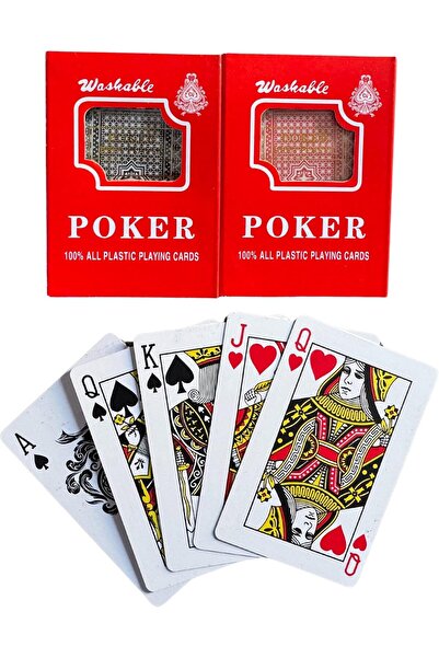 OEM 2 x Washable Waterproof Plastic Playing Cards - Black/Red