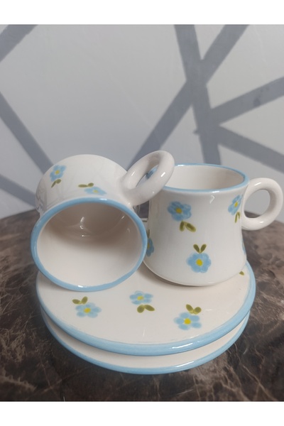 FERZANE CERAMİC çiçek desenli özel tasarım kahve fincanı