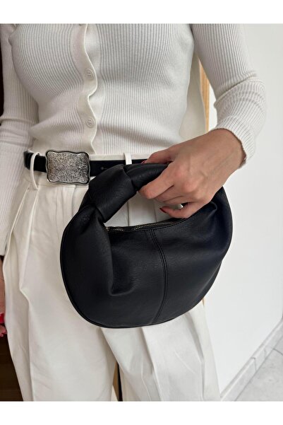 Tina İstanbul Чанта тип „хобо” с възел, мини чанта през рамо, черна