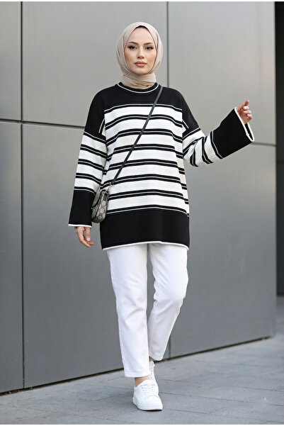 MODAQU Striped Casual Knitwear Tunic - Blue