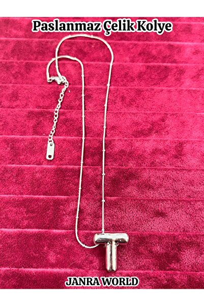 JANRA WORLD قلادة نسائية من الفولاذ المقاوم للصدأ على شكل حرف بالون، قلادة عل...