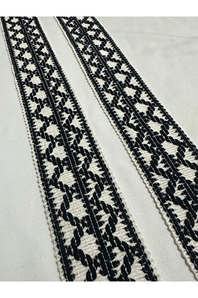 ULUPAMİR Black and White Patterned Ethnic Woven Ribbon