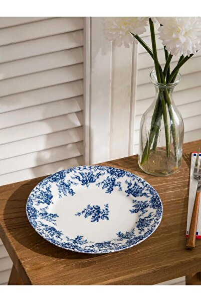 LC Waikiki Mavi Desenli Porselen Pasta Tabağı (S6)