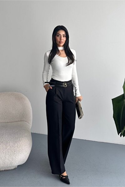 gm giyimarket New Season Women's Belted Palazzo Trousers