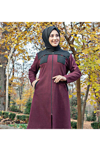 İbrahim Burak Etiler Collection Cherry Hijab Cap with Pieces on the Shoulder