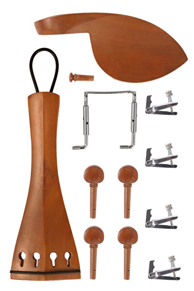 Allians Keman Aksesuar Seti, Kahverengi Şimşir Ağacı, Çenelik ve Kuyruk Parça...