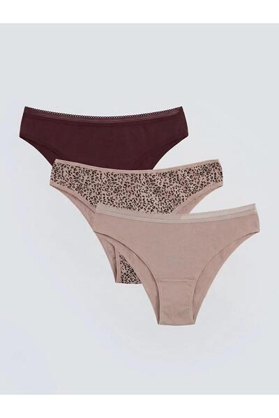 LC Waikiki Brown Leopard Patterned Brazilian Panties 3-Pack (S6)