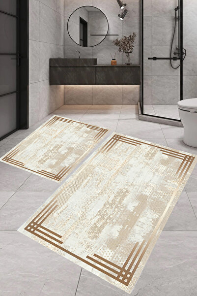 ROVİGO HOME Digital Printing Modern Bathroom Rug Double Bath Mat Rvg5-0720 10...