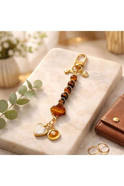 Agatella Tasarım Cheetah Eye Stone Keychain – Bag & Wallet Accessory Handmade...