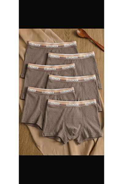 Elixunder 6’Lı Kahverengi Erkek Boxer Glad And Comfortable Terletmez Nefes Al...