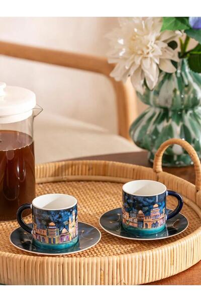 LC Waikiki Mixed Printed Porcelain Coffee Cup Set for 2 Persons 90 ml (S6)