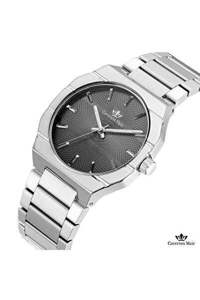 Caverton Mair Original men's watch, silver color, black dial