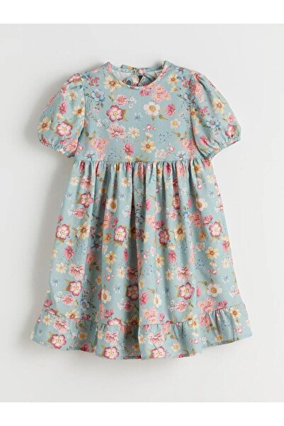 LC Waikiki Rochie verde cu flori pentru fete (S6)