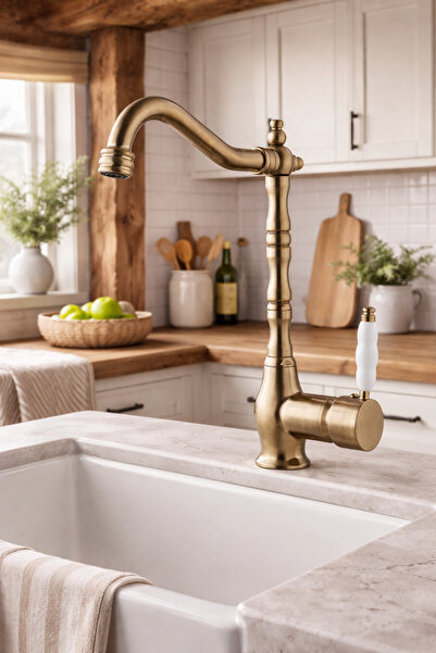 RENA DESIGN RUSTİK MAT GOLD MUTFAK EVYE BATARYASI OTANTİK OSMANLI PRİNÇ GÖVDE...