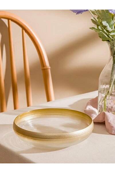 LC Waikiki Yellow Patterned Glass Decorative Bowl (S6)